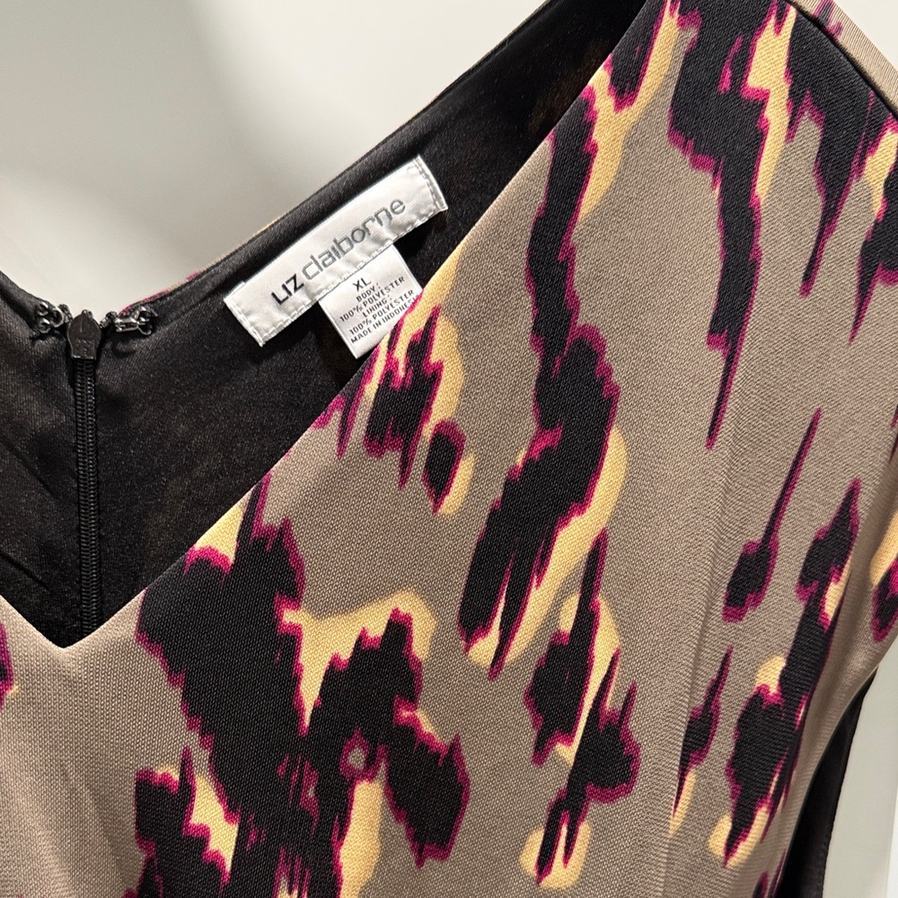 Liz Claiborne Animal Print Midi Dress - Black and Brown